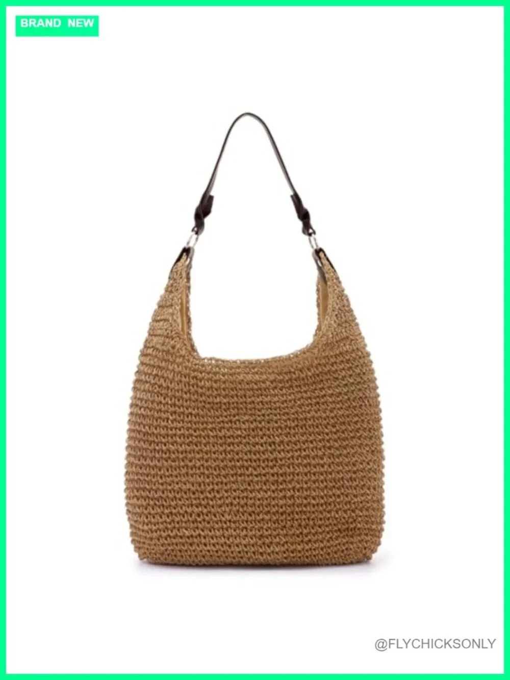 Handwoven Straw Hobo Bag - Large Summer Beach Tote